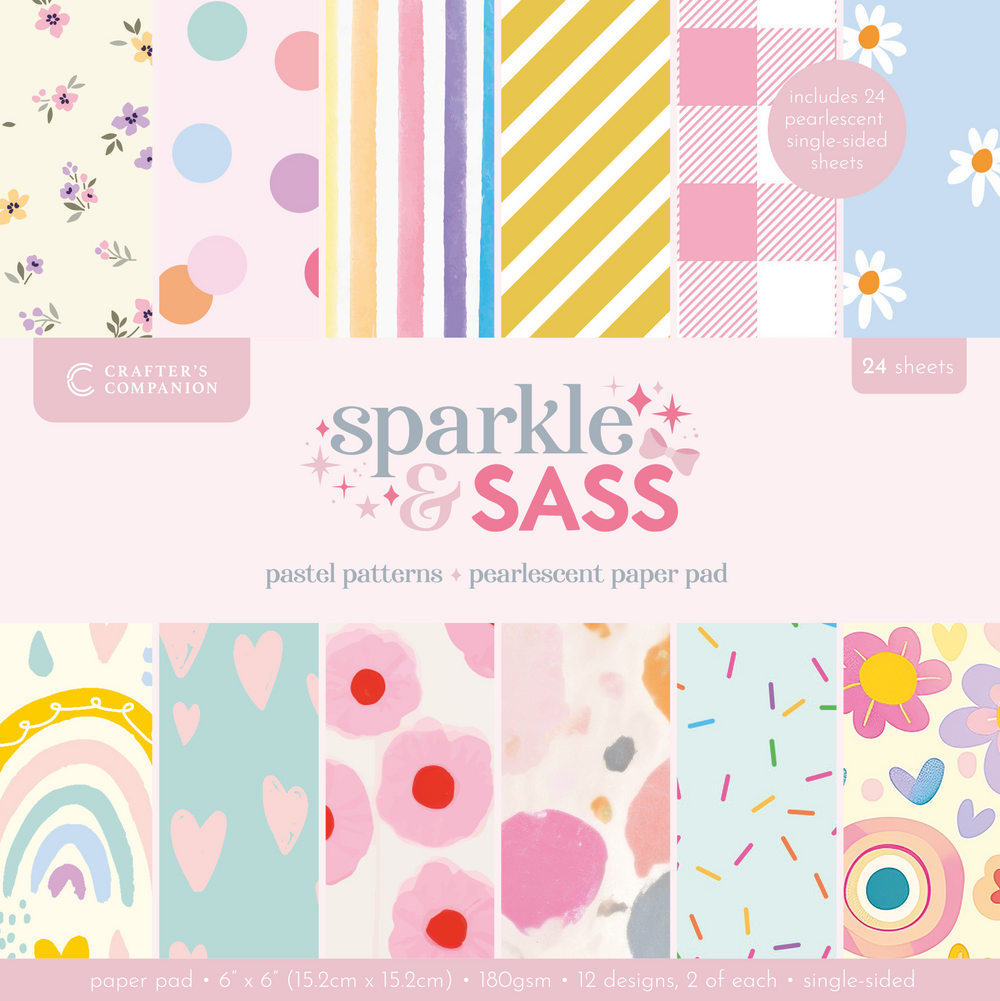 Crafters Companion Bloc de papier 6” x 6” - Motifs pastel