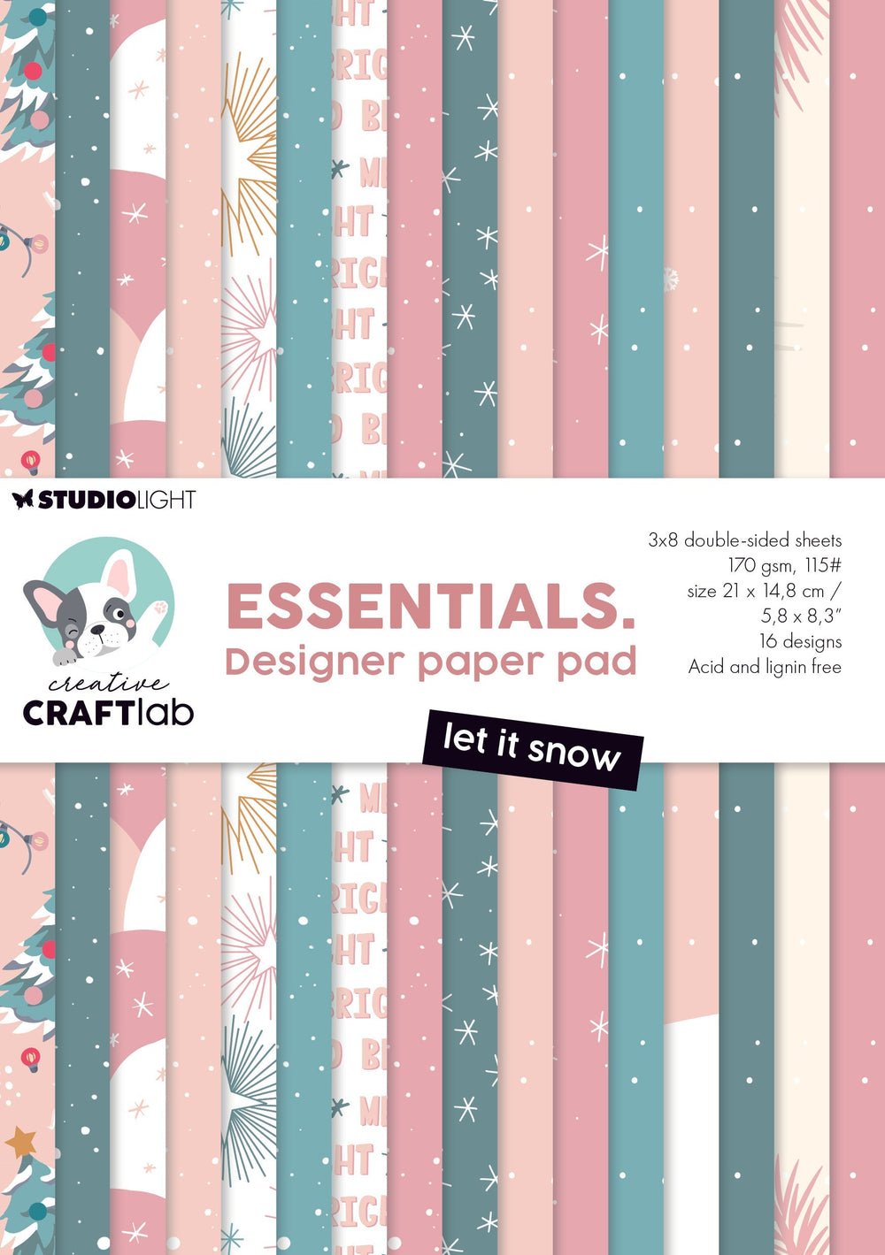 Bloc de papier de création CCL "Let It Snow Essentials", 24 feuilles