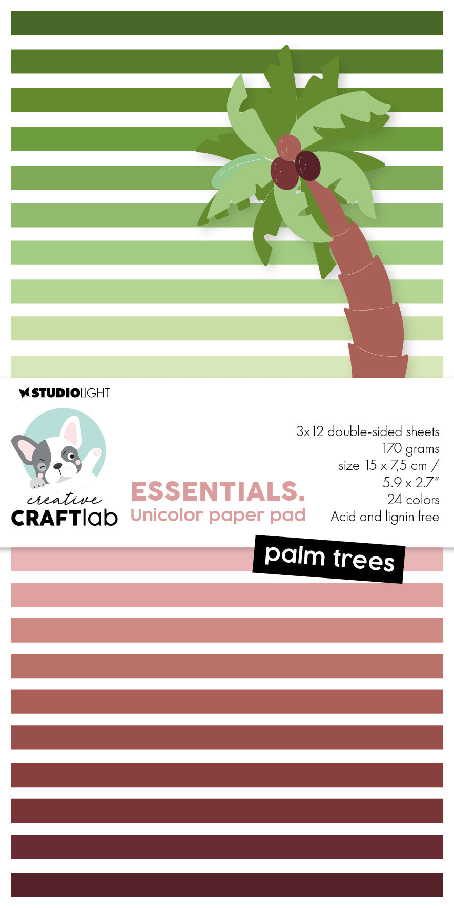 Bloc de papier Unicolor CCL Palm Trees Essentials 24 feuilles