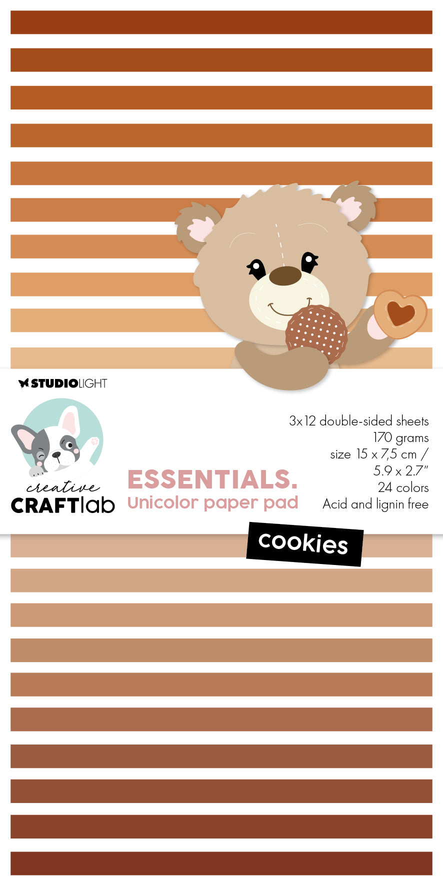 Bloc de papier CCL Unicolor Cookies Essentials 24 feuilles