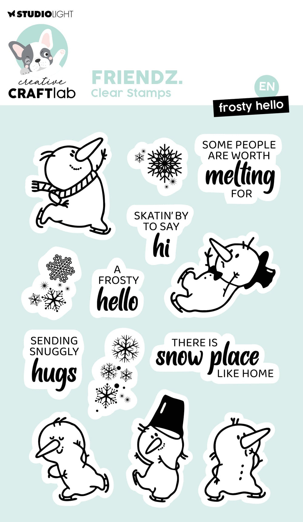 CCL Clear Stamp Frosty Hello Friendz 210x148xmm 13 PC nr.570 — Ecstasy Crafts