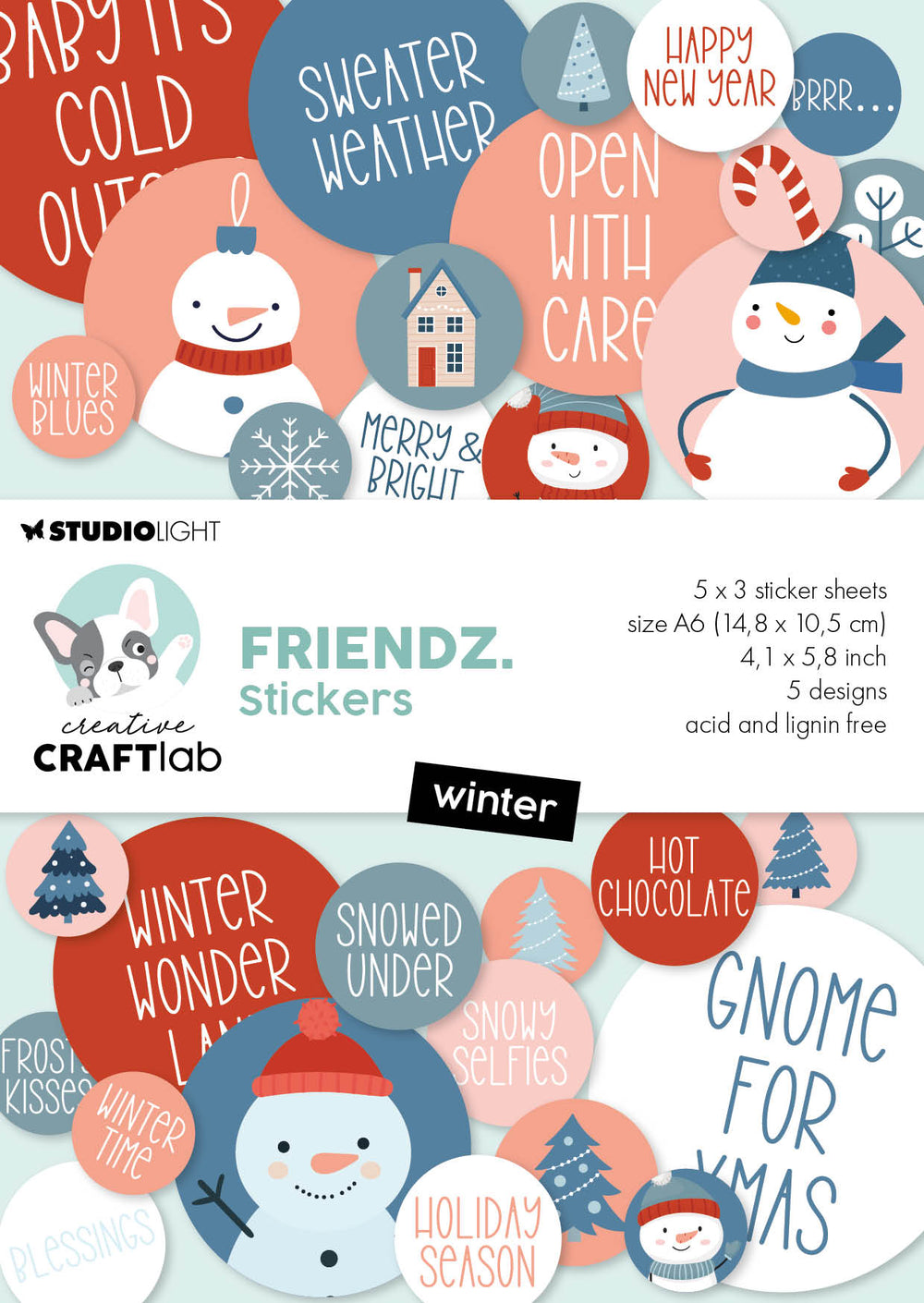 CCL Bloc de papier autocollant Winter Friendz 105x148x3mm 15 feuilles