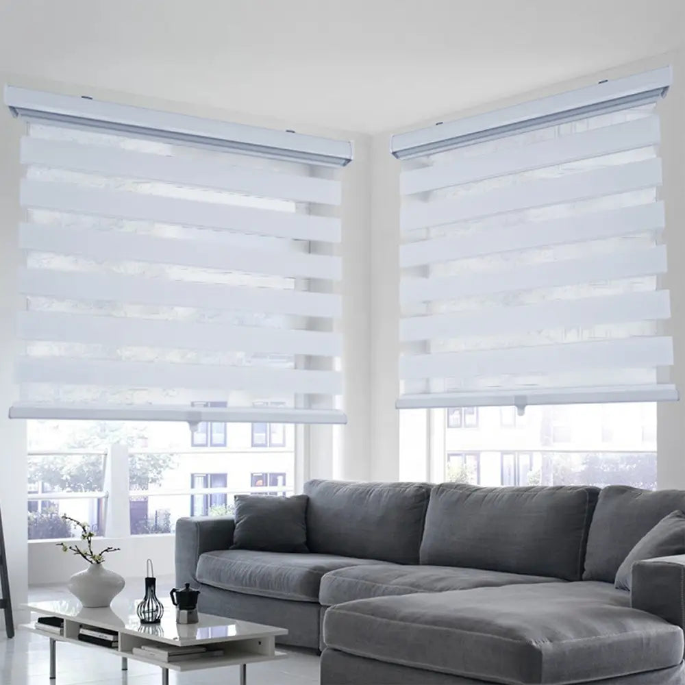 Store ID CDNW-1 52 Olivia Stone Store jour-nuit zébré sans fil en polyester 52"x84" blanc