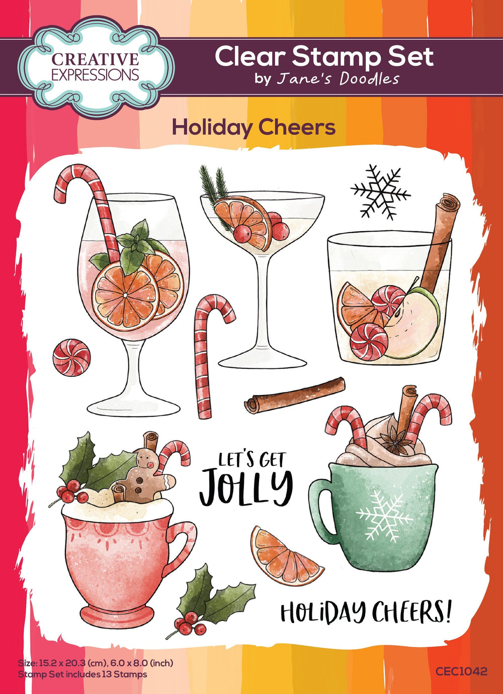 Creative Expressions Jane's Doodles Holiday Cheers 6 in x 8 in Clear Stamp Set — Ecstasy Crafts