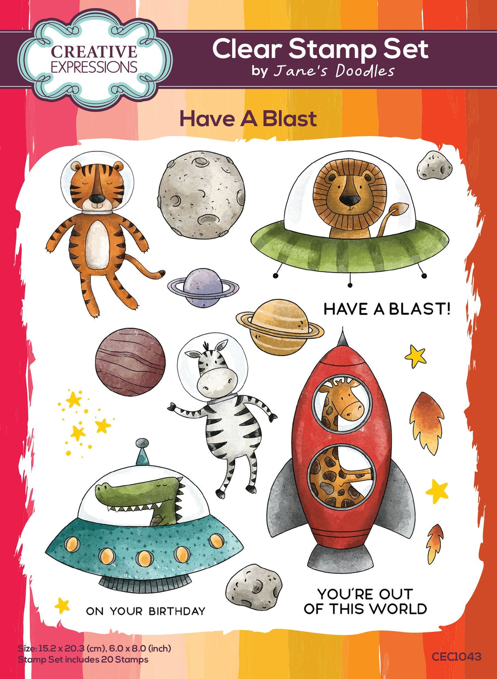 Creative Expressions Jane's Doodles Have A Blast 6 in x 8 in Clear Stamp Set — Ecstasy Crafts