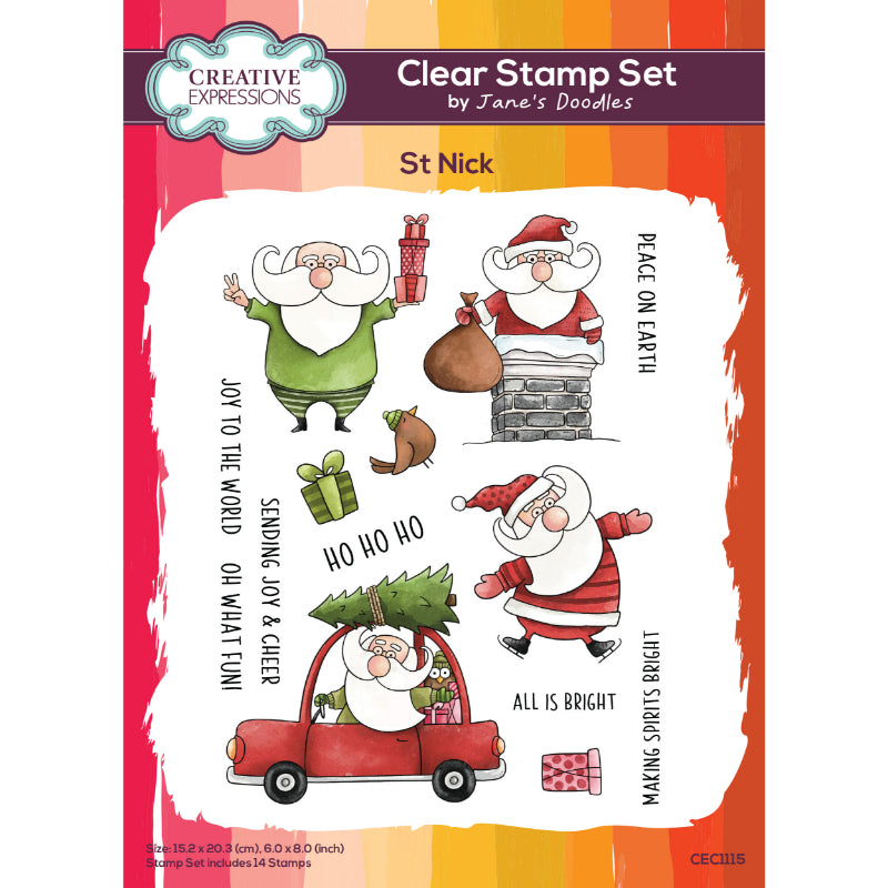 Creative Expressions Jane's Doodles St Nick 6 in x 8 in Clear Stamp Set — Ecstasy Crafts