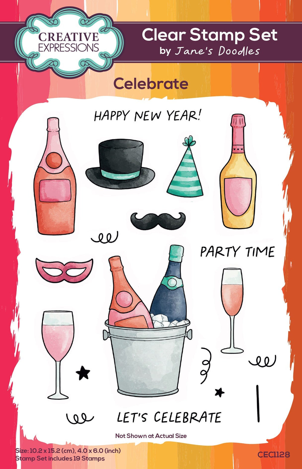 Creative Expressions Jane's Doodles Celebrate 4 in x 6 in Stamp Set — Ecstasy Crafts
