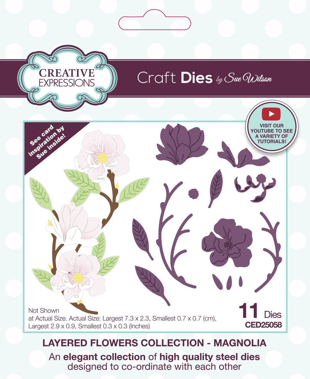 Creative Expressions Collection Sue Wilson Matrices de découpe Magnolia, fleurs superposées