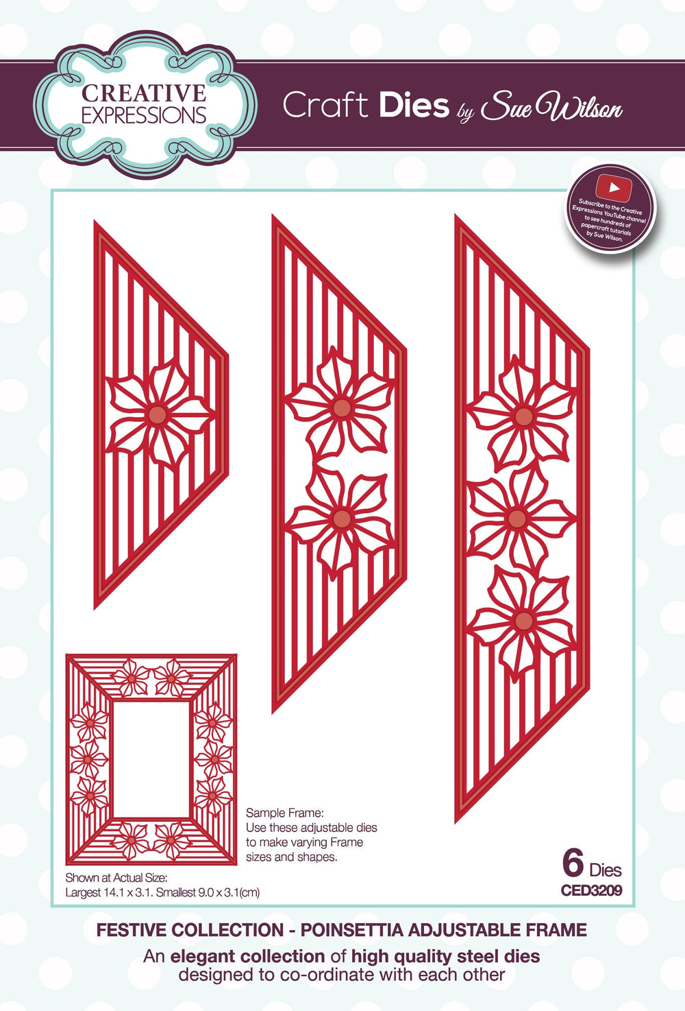 Matrices de découpe Dies by Sue Wilson Cadre ajustable Poinsettia festif