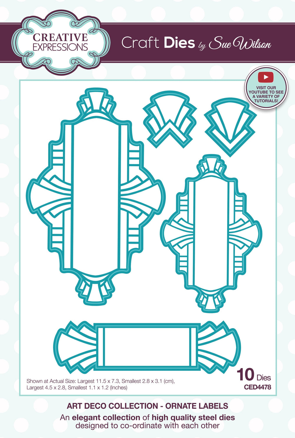Matrices de découpe Étiquettes Ornate Collection Art Déco Creative Expressions Sue Wilson