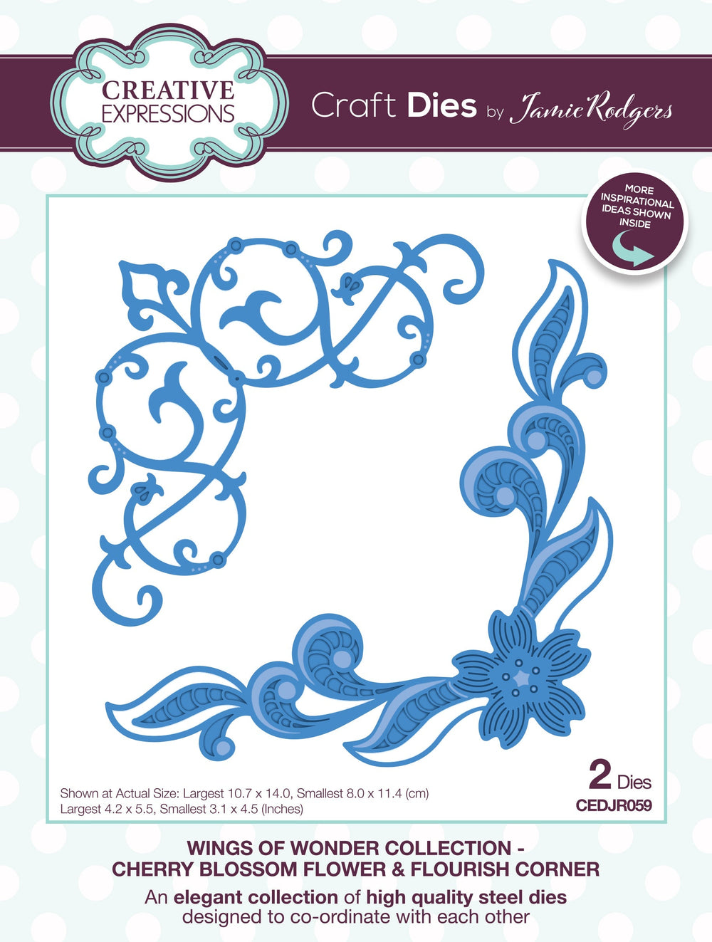 Matrices de découpe Creative Expressions Jamie Rodgers Coins Fleur de cerisier et volutes