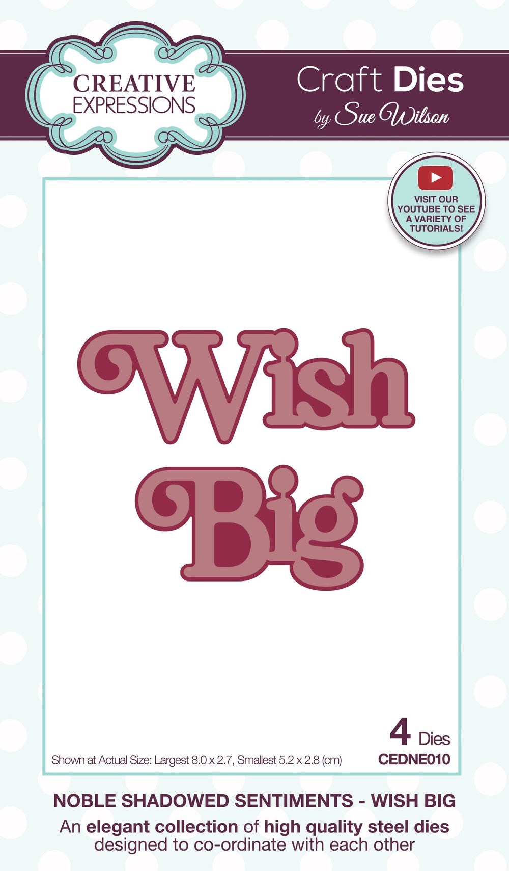 Matrice de découpe Creative Expressions Sue Wilson Wish Big Noble Shadowed Sentiments Wish Big