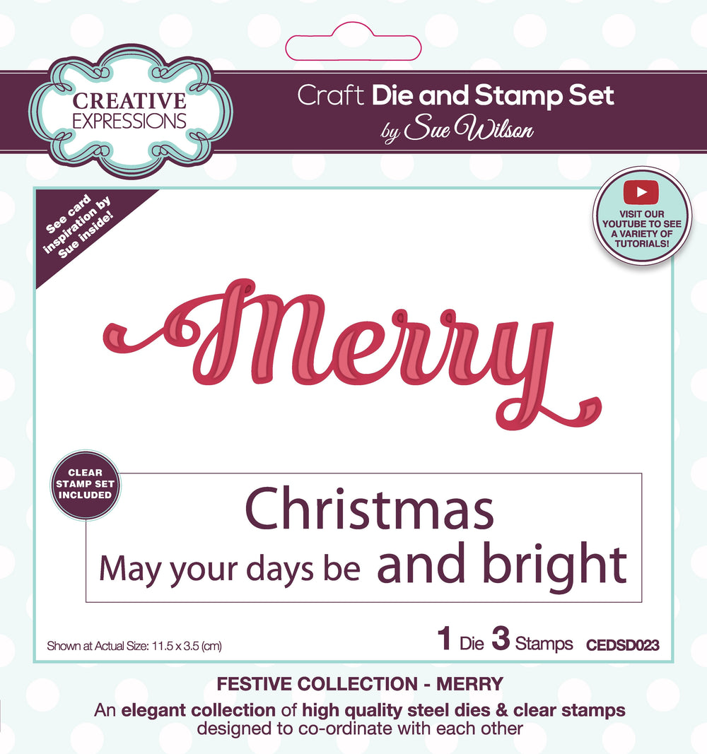Matrices de découpe et tampons Sue Wilson Creative Expressions Merry