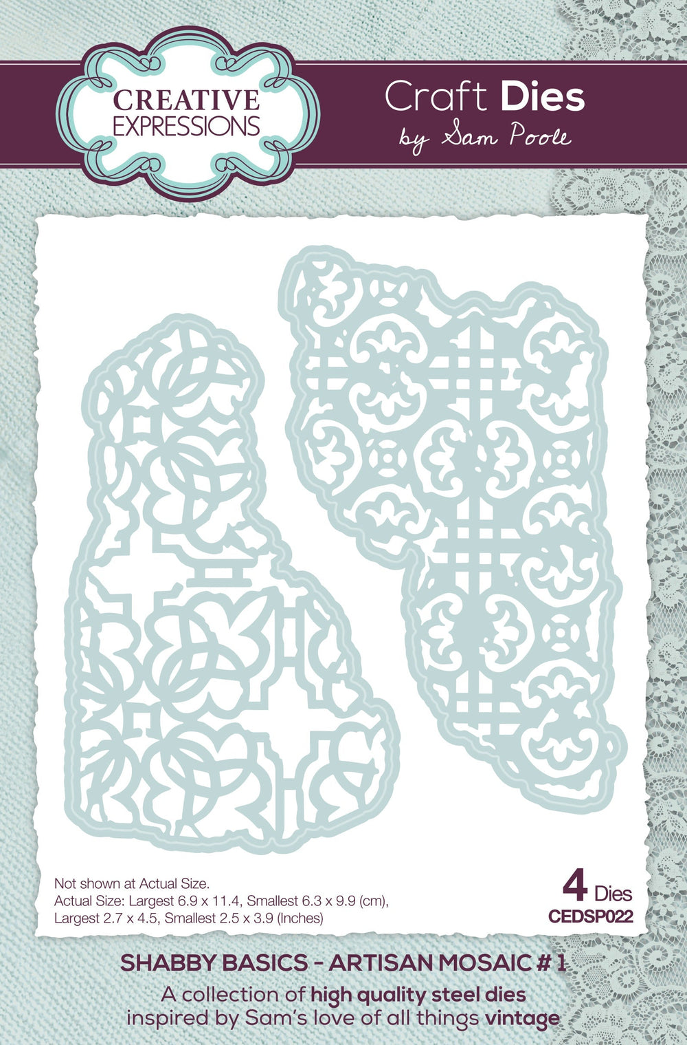 Creative Expressions Sam Poole Shabby Basics Artisan Mosaic #1 Pochoir de Bricolage