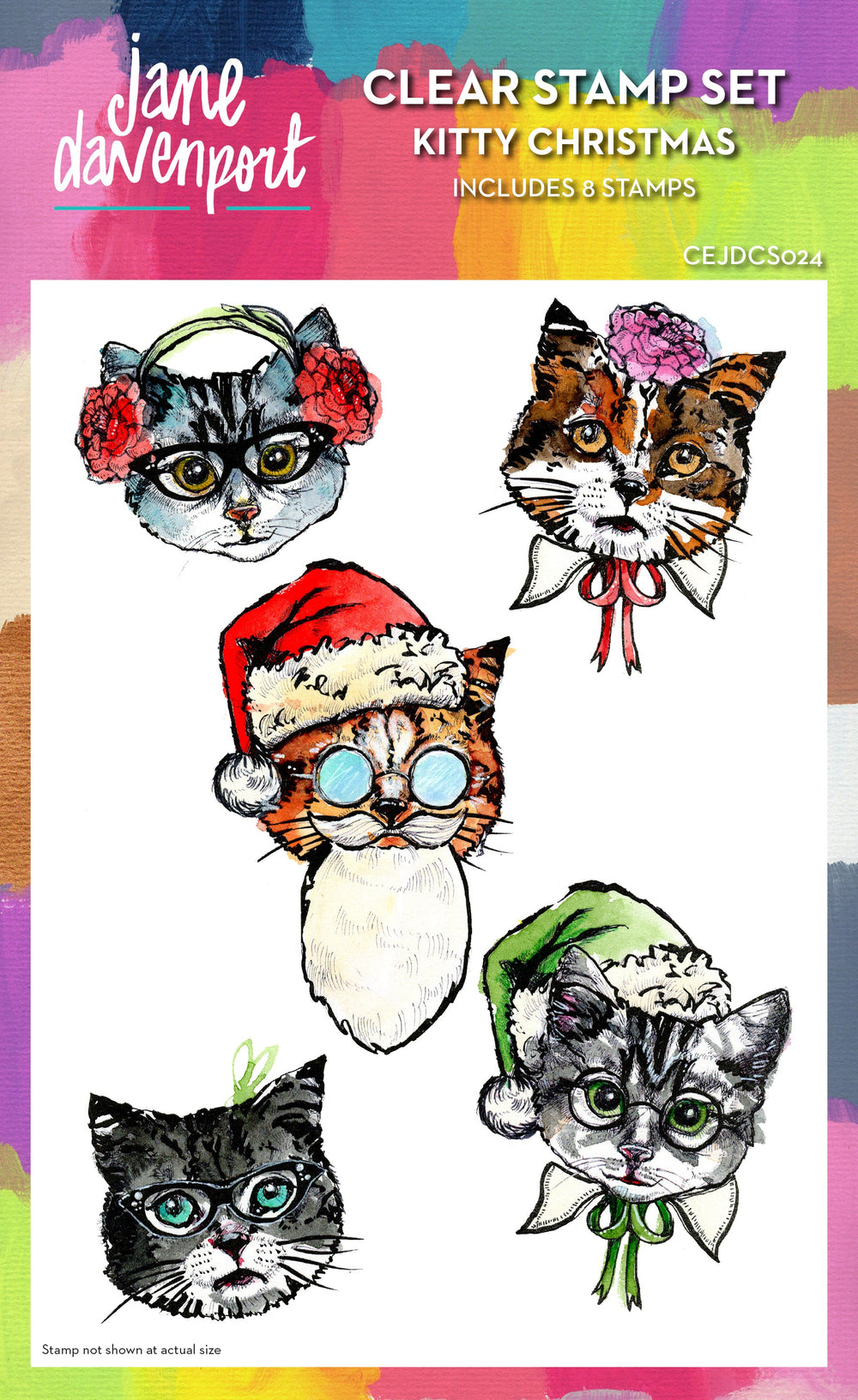 Creative Expressions Jane Davenport Tampons Transparents Noël Chat 15,2 x 20,3 cm