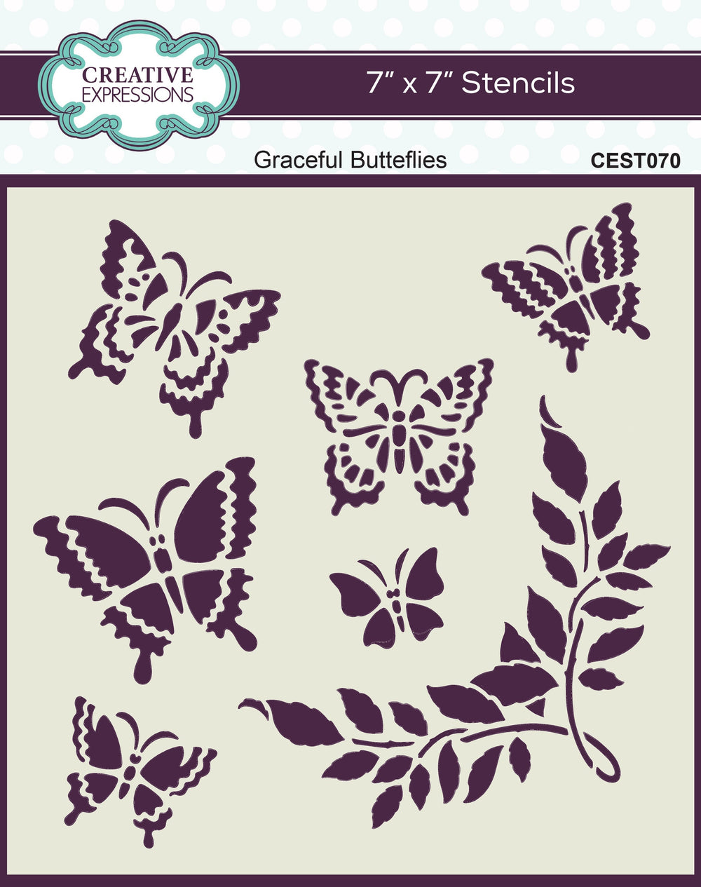 Pochoir Papillons Gracieux Creative Expressions 17,8 cm x 17,8 cm