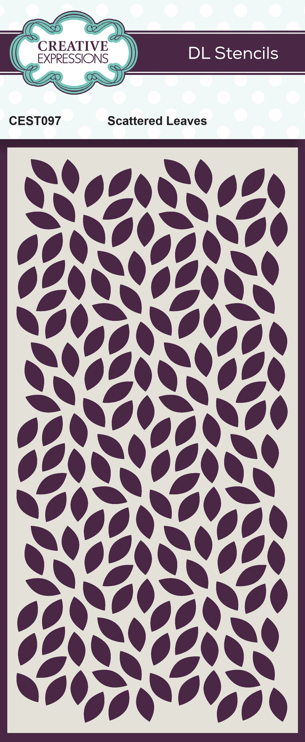 Creative Expressions Scattered Leaves DL Stencil 4 in x 8 in (10.0 x 20.3 cm) — Ecstasy Crafts