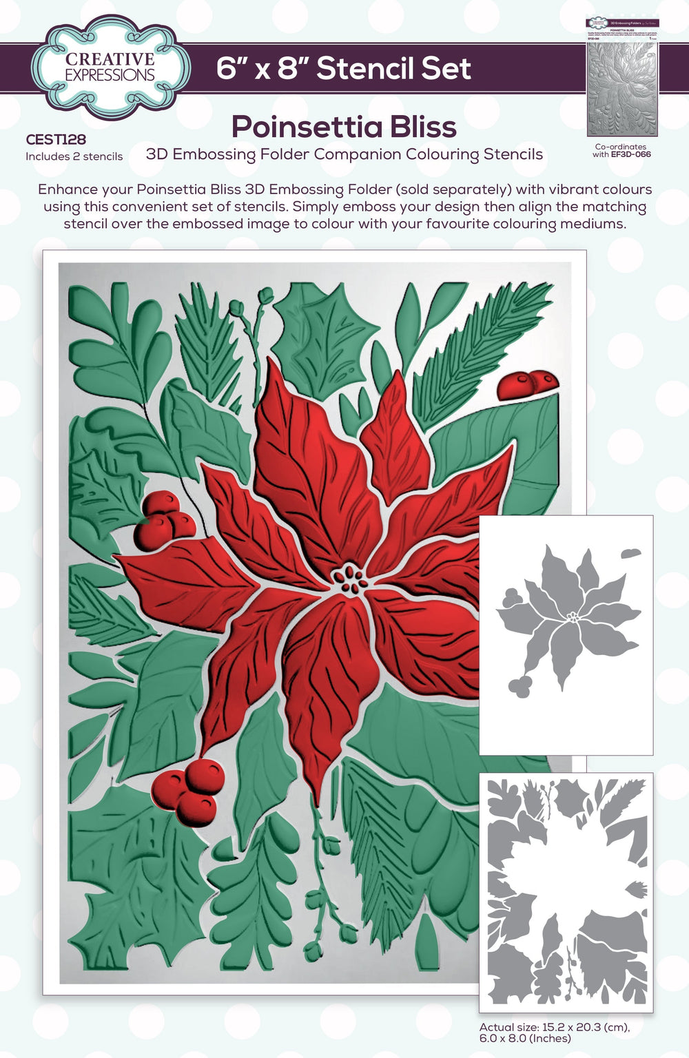 Creative Expressions Poinsettia Bliss Pochoirs de coloriage complémentaires 15 x 20 cm Lot de 2