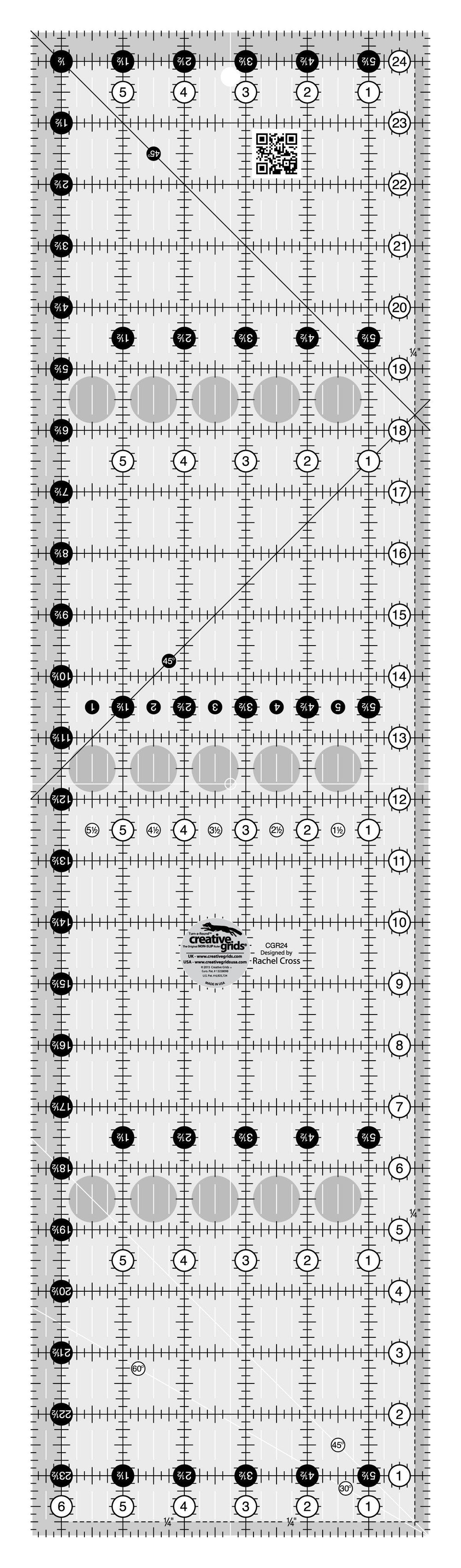 Creative Grids Quilt Ruler 6-1/2in x 24-1/2in LEFT HAND — Cottage Quilting Ltd.