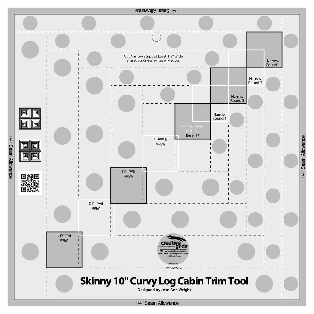 Outil de coupe 10 po "Skinny Curvy Log Cabin" de Creative Grids