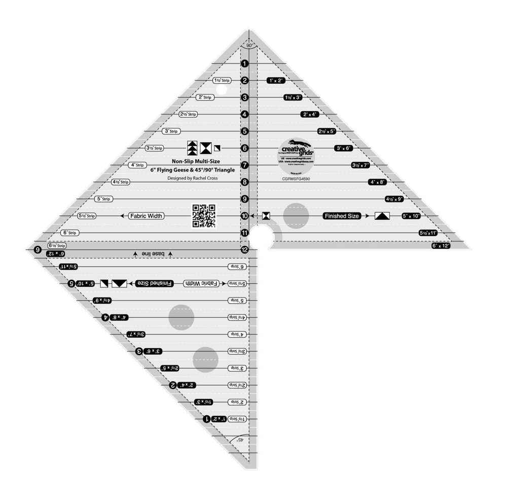 Creative Grids 6in Flying Geese & 45 90 Degree Triangle Quilt Ruler — Cottage Quilting Ltd.