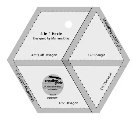 Creative Grids Quilt Ruler 4-in-1 Hexie — Cottage Quilting Ltd.