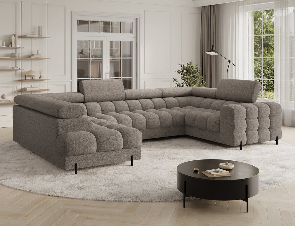 Canapé sectionnel convertible Fectory avec rangement et méridienne – Taupe
