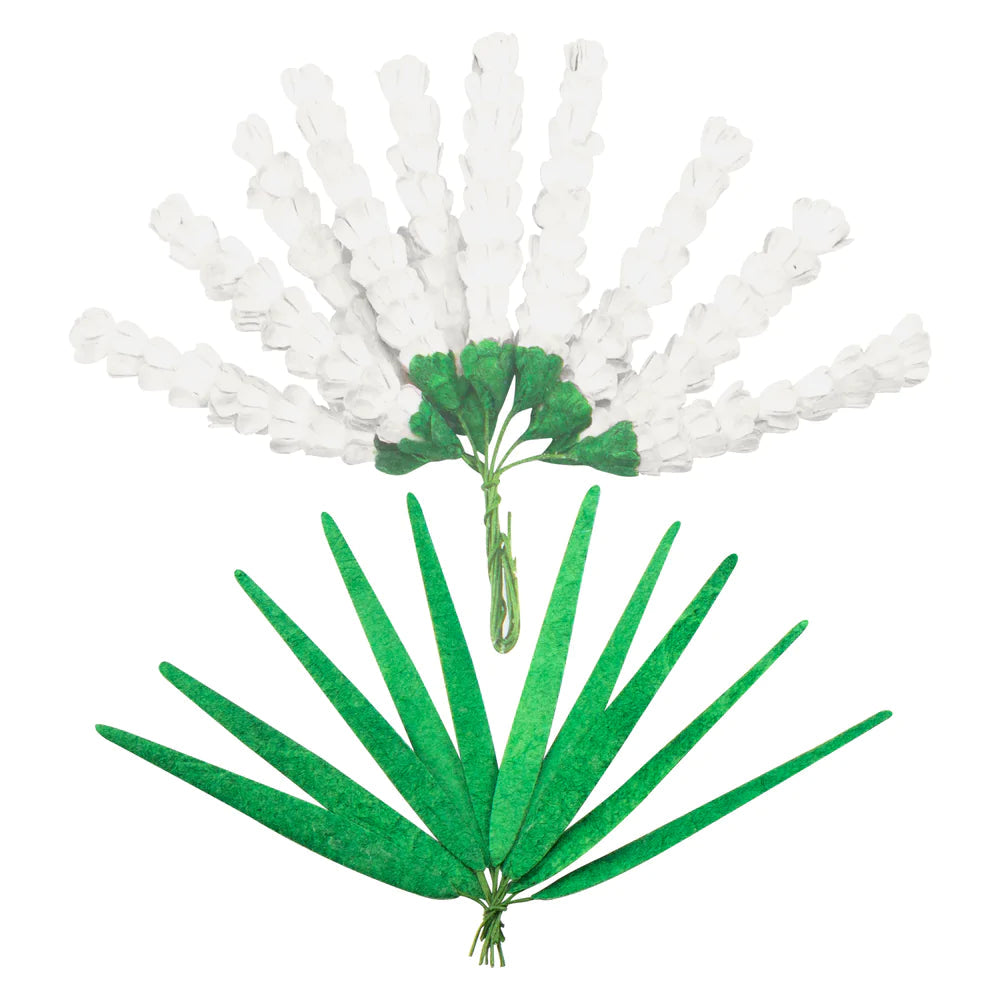 Couture Creations - Fleurs en papier Lavender Love - Tiges de lavande en papier blanc + herbe longue (20 pces)