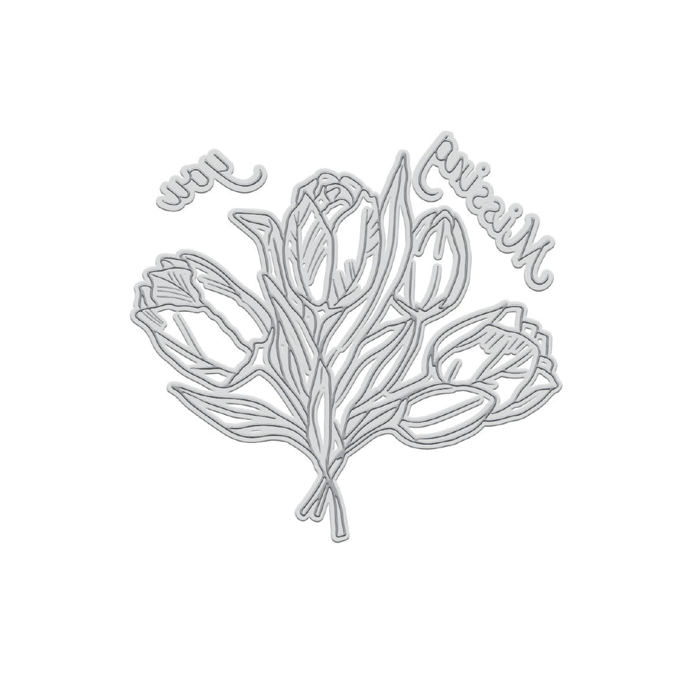 GoLetterPress Impression Stamp - Tampon 6 - Floral Tu me manques