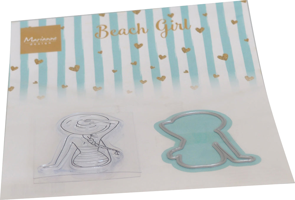 Marianne Design Tampon Transparent & Set de Matrices - Fille de la Plage