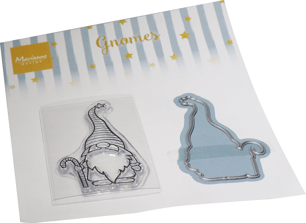 Marianne Design Tampon transparent et ensemble de matrices de découpe - Gnome et canne