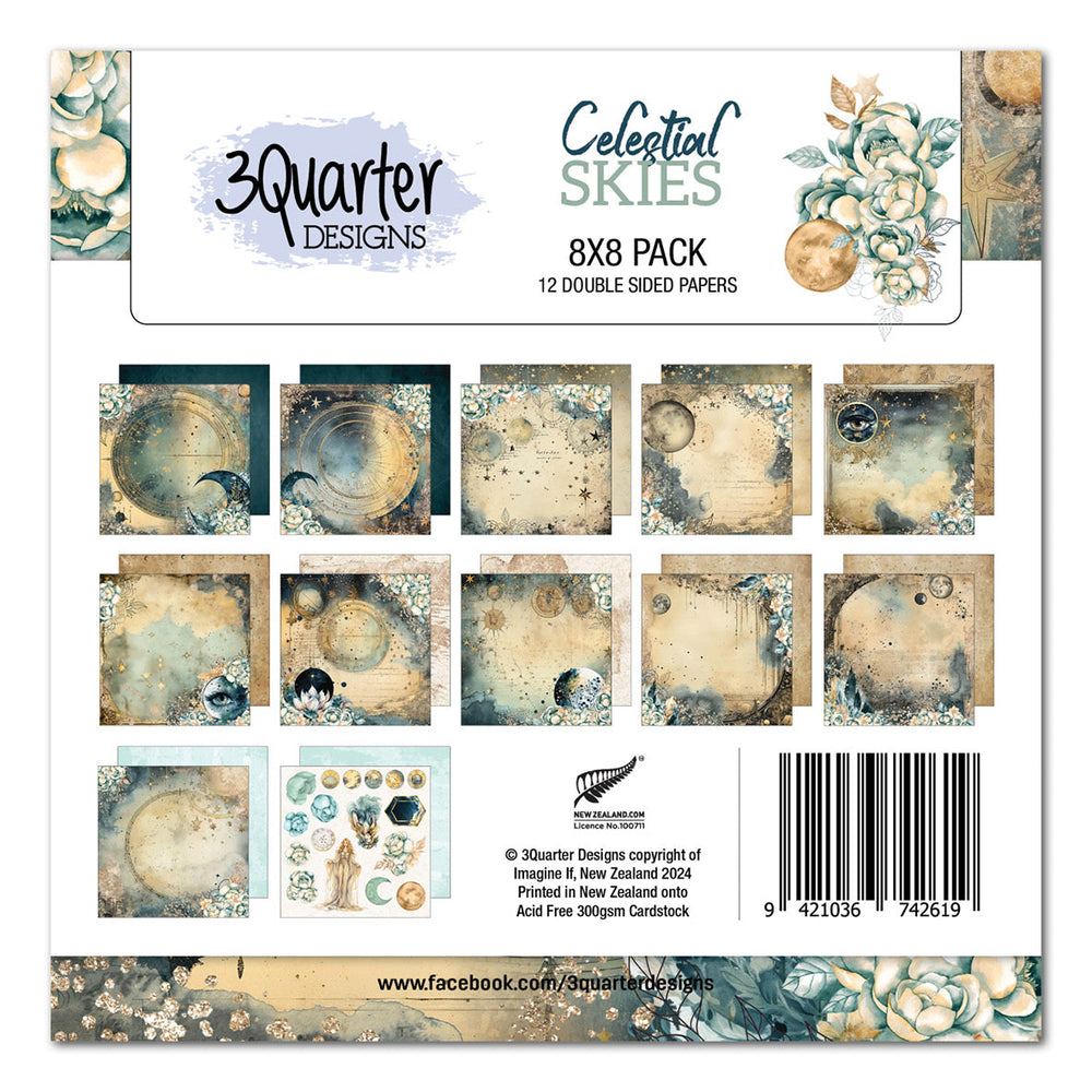Pack de papier 20x20 cm Celestial Skies 3Quarter Designs