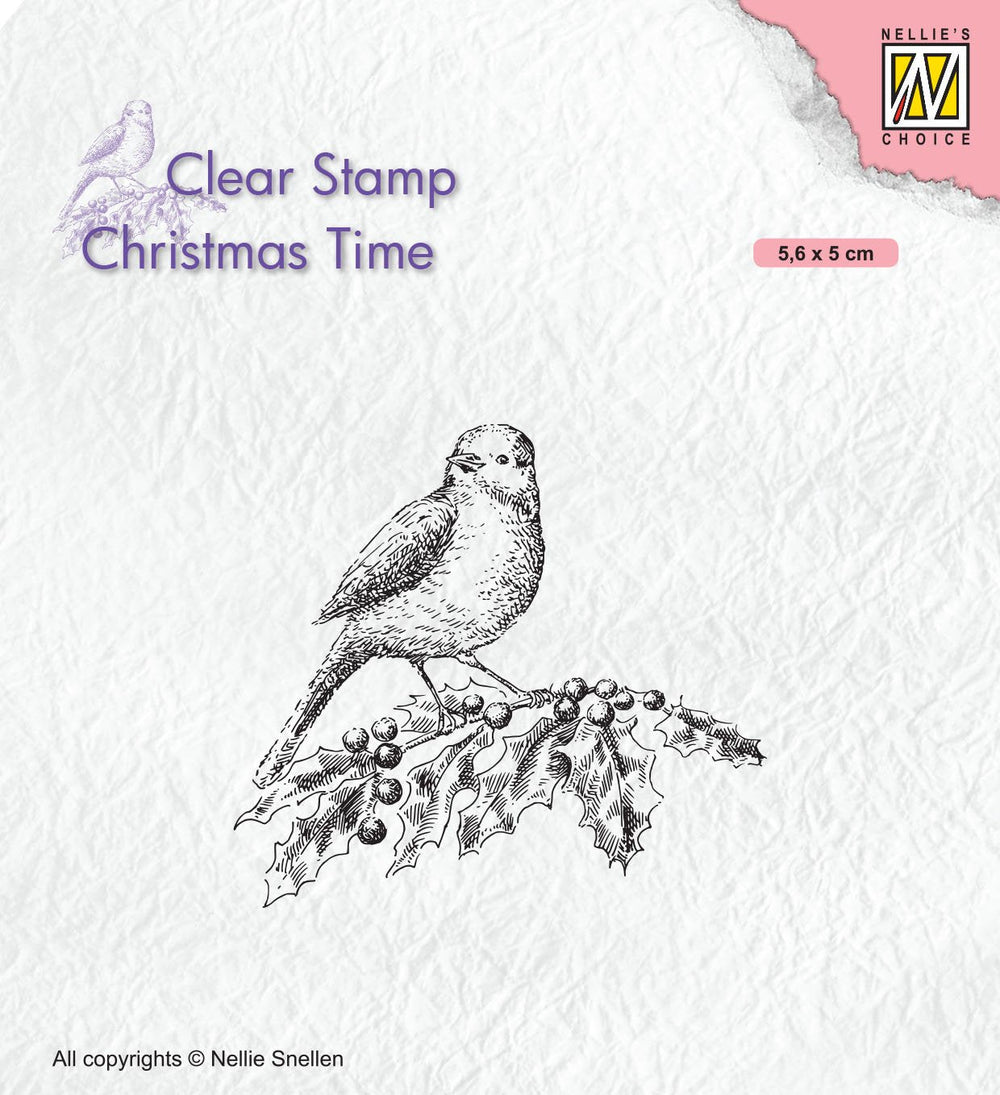 Christmas Time Clear Stamp Bird on Branch — Ecstasy Crafts