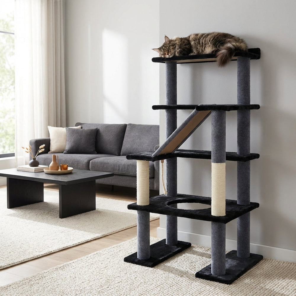 Arbre à chat Maine Coon 65" - Tour à chat à 5 niveaux
