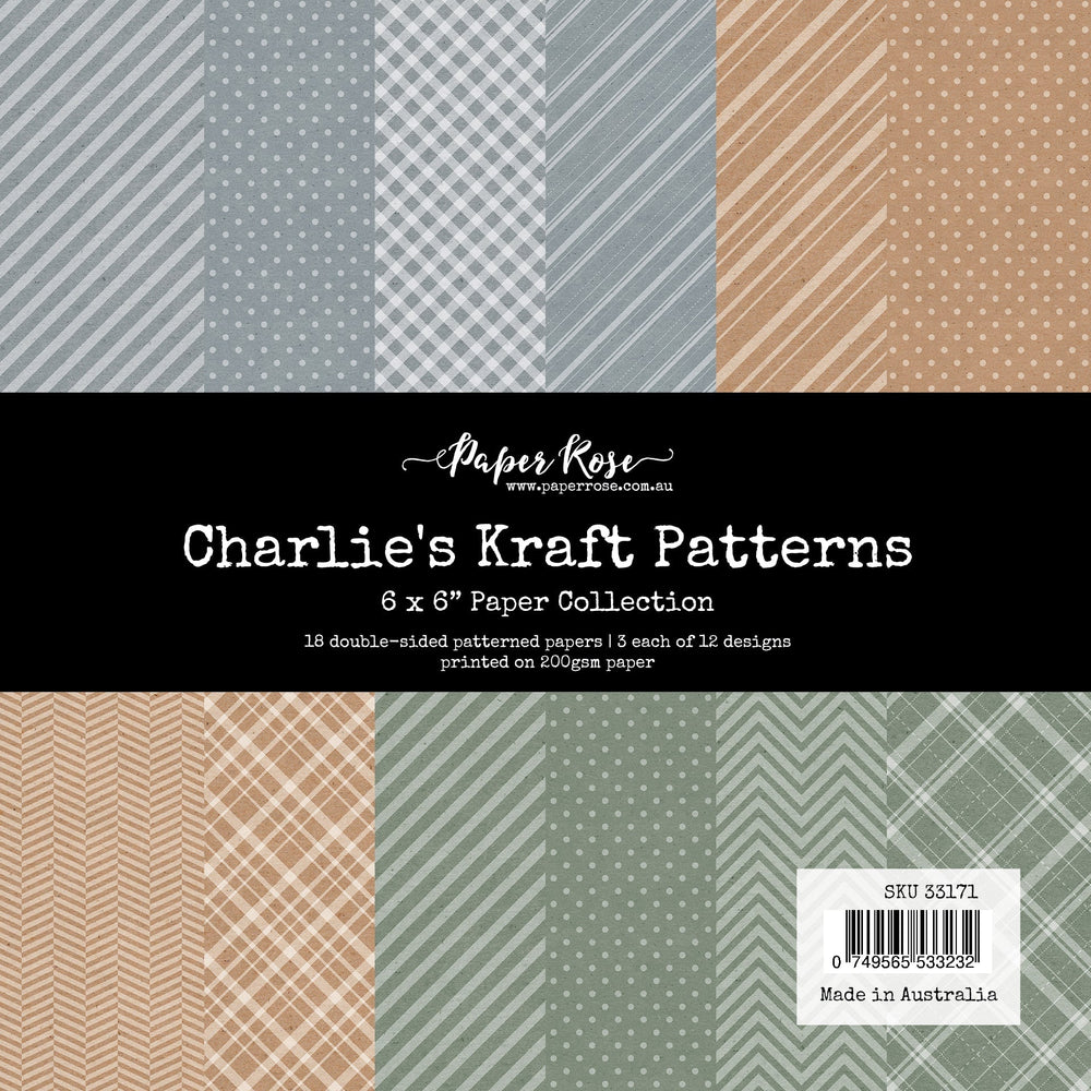 Collection de papiers 6x6 motifs Kraft de Charlie 33171