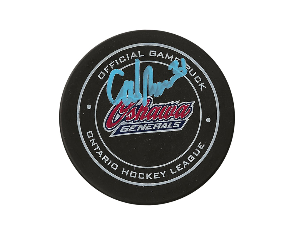 Palet officiel du match des Generals d'Oshawa autographié par Calum Ritchie
