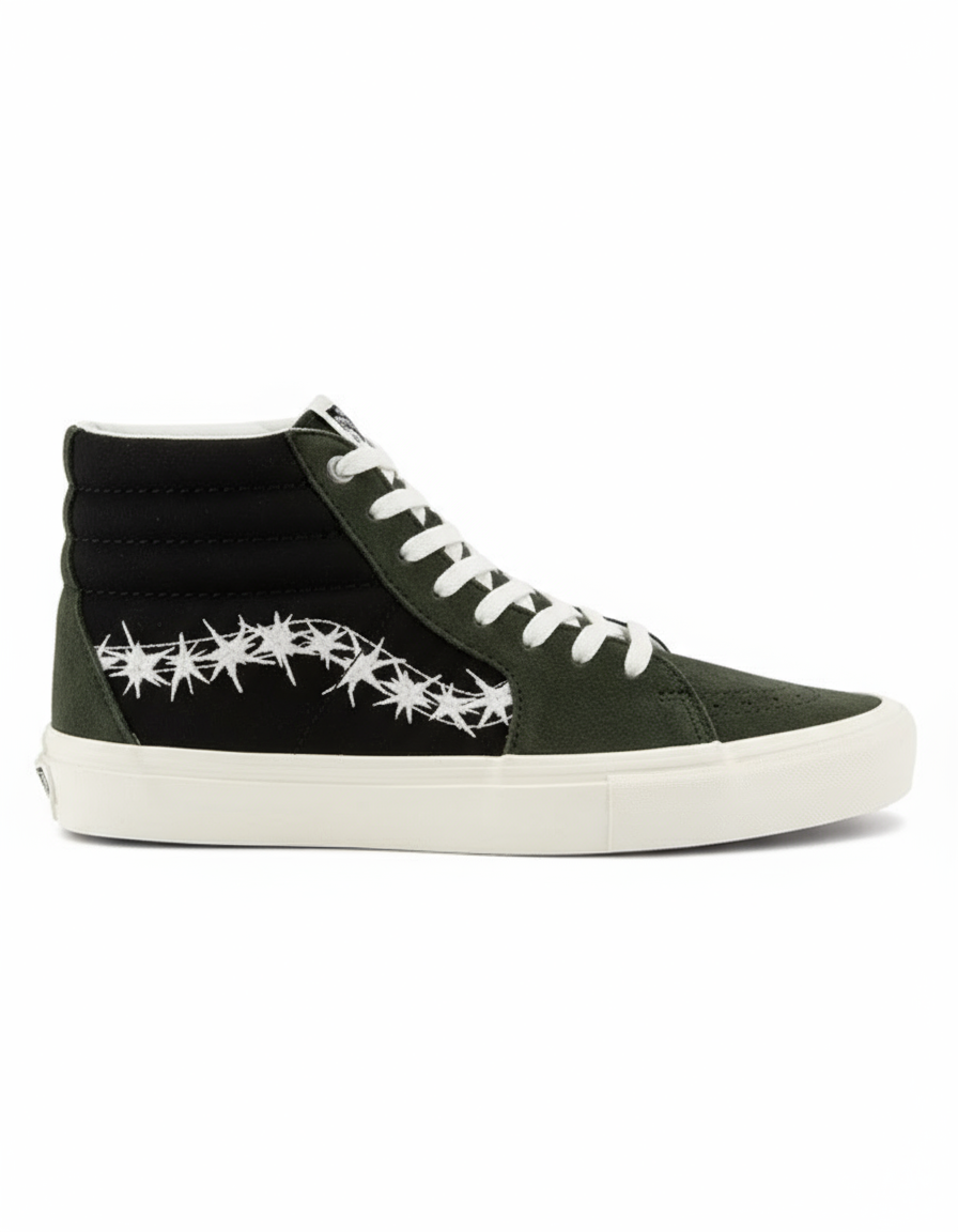 Chaussures Vans 'SK8-Hi' - Vert éclaboussé/Noir