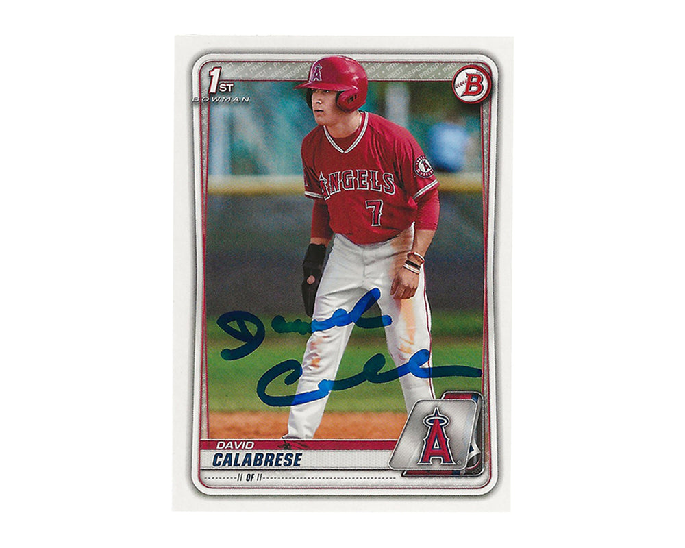David Calabrese autographié 2020 Bowman Draft Paper #BD-103 1re carte de baseball Rookie avec inscription du nom complet