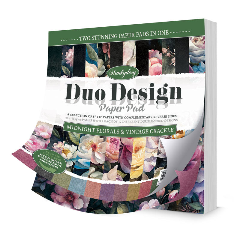 Blocs de papier Duo Design – Motifs floraux de minuit et Craquelures vintage