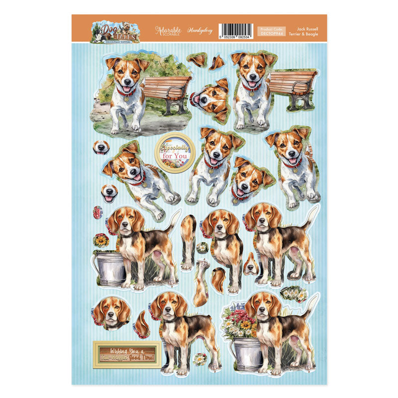 Jack Russell Terrier & Beagle Decoupage Topper Sheet — Ecstasy Crafts