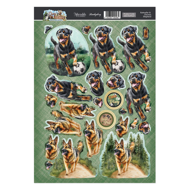 Rottweiler & German Shepherd Decoupage Topper Sheet — Ecstasy Crafts