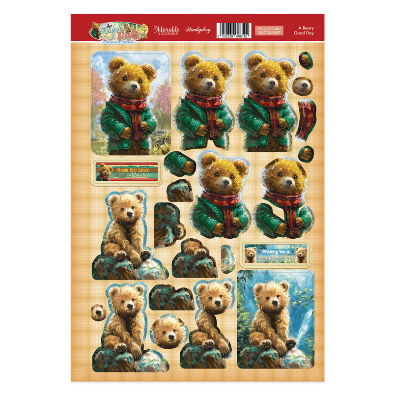 Une feuille d'embellissements à découper "Une journée d'ours"