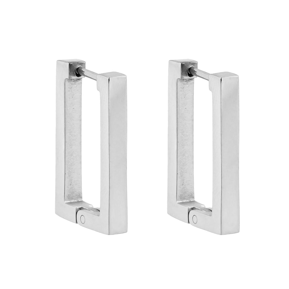 Style DELILAH : Mini créoles rectangulaires en argent