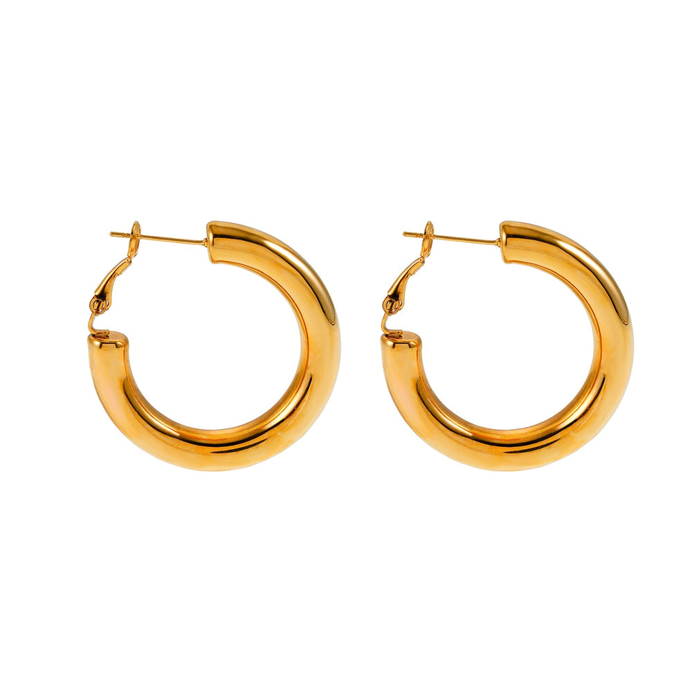 DERIVIER Or : Boucles d'oreilles essentielles semi-larges (3,5 cm)