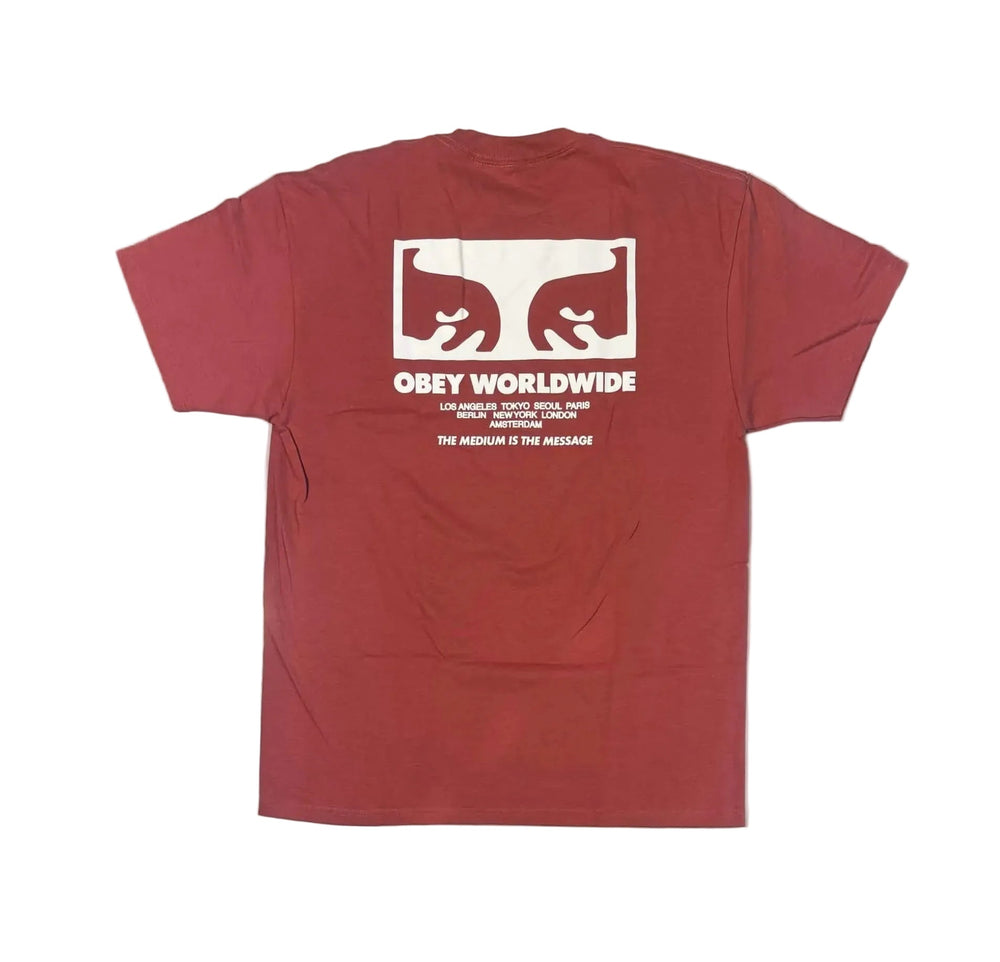 Obey 'The Medium Is The Message' Tee - Mineral Red