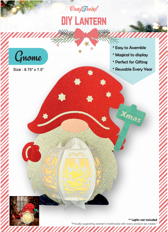 CrafTreat Lanternes en papier à monter soi-même - Gnome