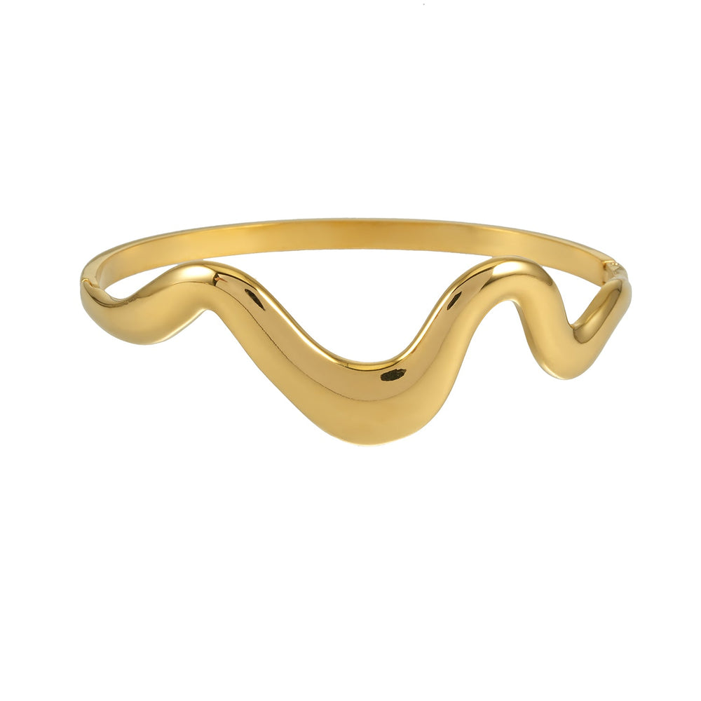 SEBASTIAN Gold: Artfully Curved Avant-Garde Abstract Bracelet