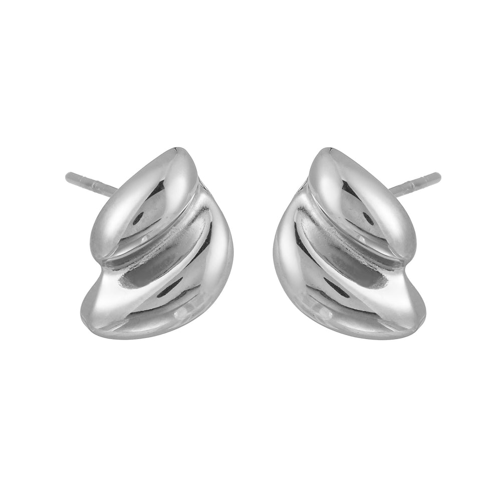 ARTEMIS Argent (Or Blanc) : Boucles d'oreilles contemporaines à motif abstrait