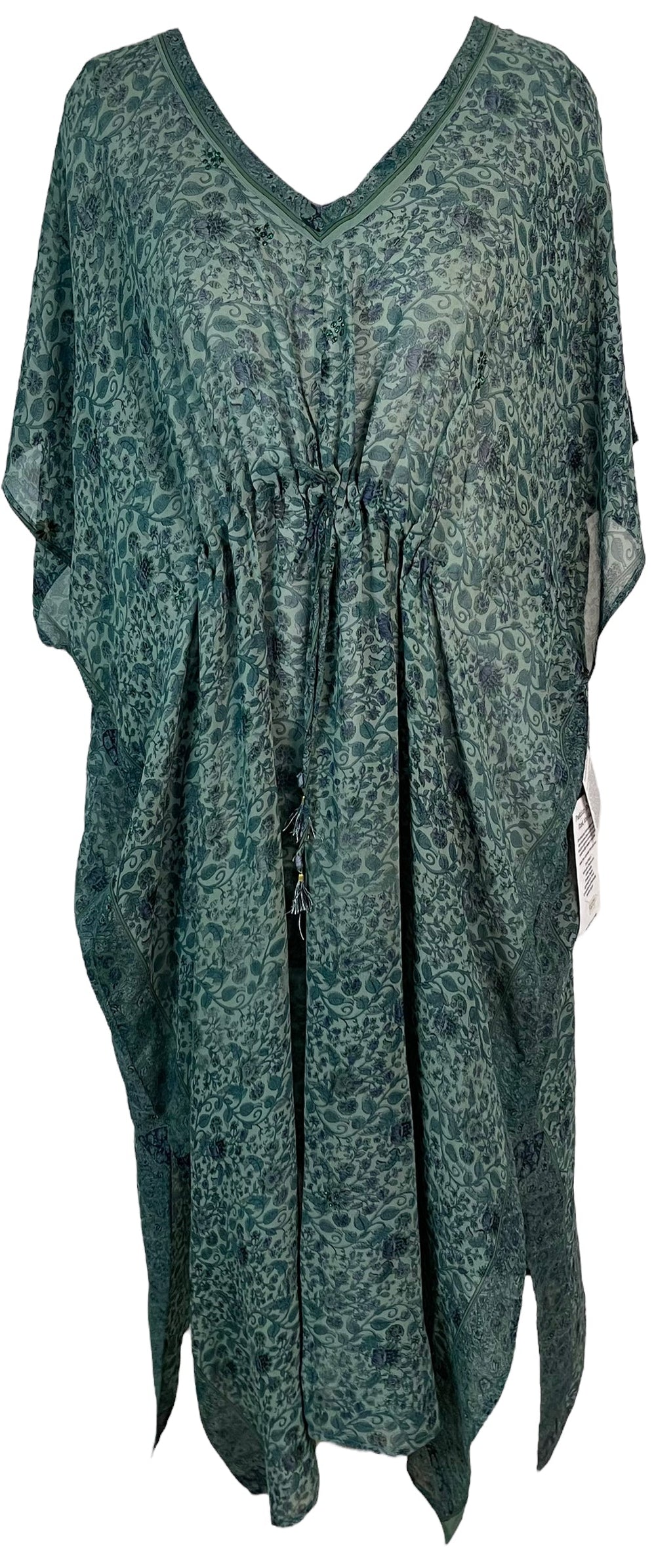 PRG6377 Kaftan Longue en Soie Pure Avatar Transparente