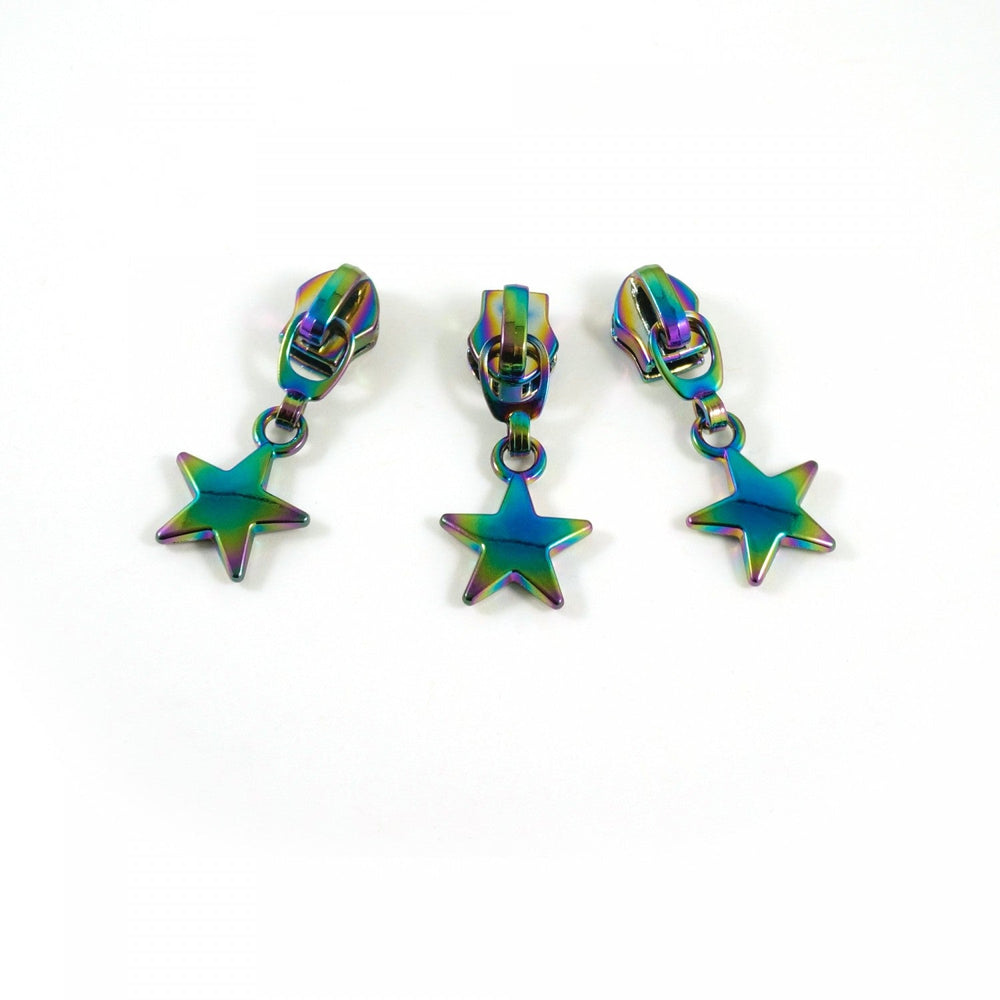 #5 Emmaline Slider with Star Dangle Pull 10 Pack Rainbow — Cottage Quilting Ltd.